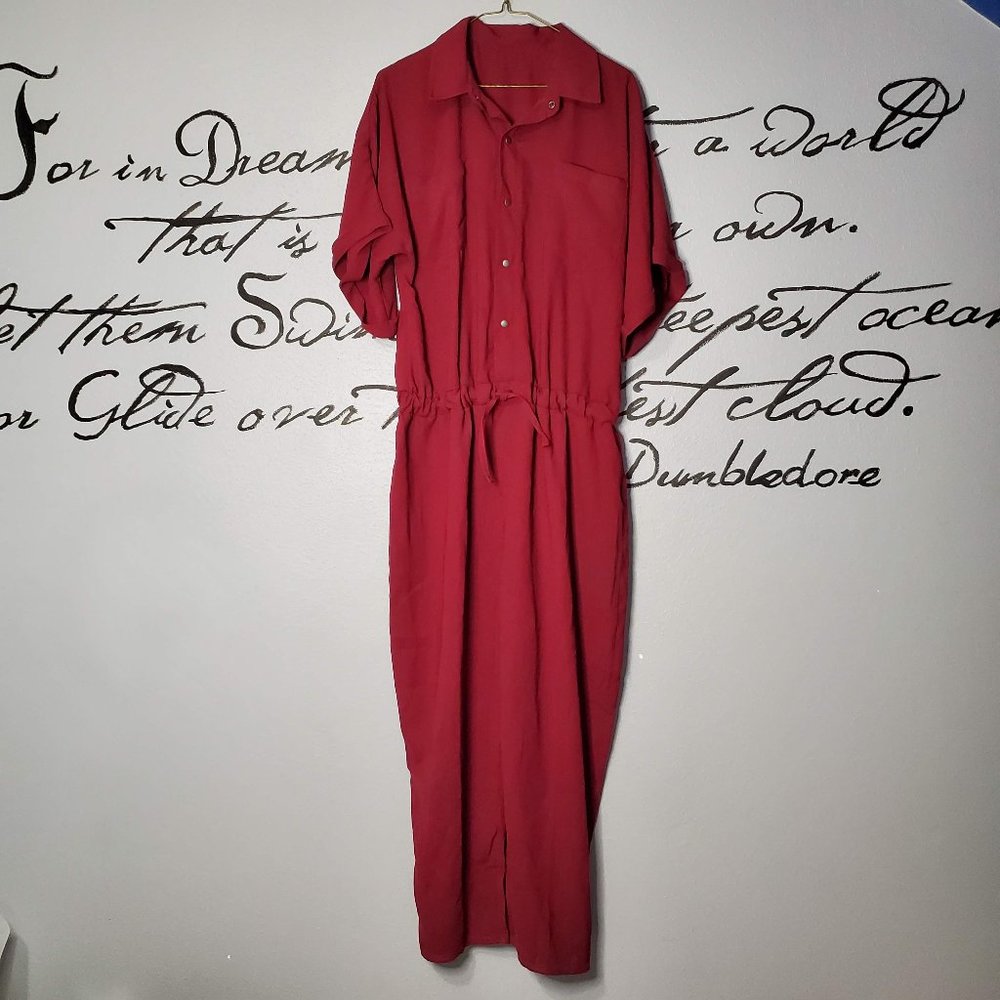 Comfortable Burgundy Short Sleeve Pant Jumpsuit Romper from Balera, M